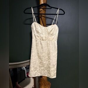 Princess Polly Cream oriental silk bustier Dress